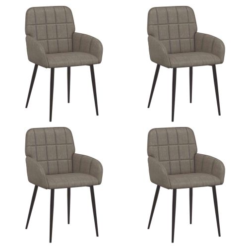 Обедени столове 4 pcs Изкуствена Сиво 57 х 50 х 85 см