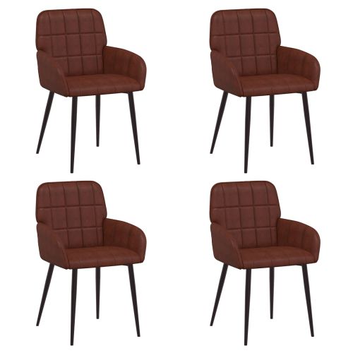 Обедени столове 4 pcs Изкуствена Лъскаво кафяво 57 х 50 х 85 см