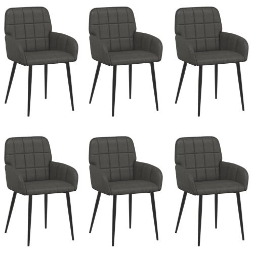 Обедени столове 6 pcs Изкуствена Черно 57 х 50 х 85 см