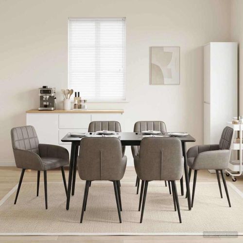 Обедени столове 6 pcs Изкуствена Сиво 57 х 50 х 85 см