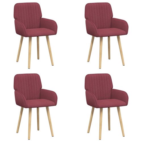 Обедени столове 4 pcs Текстил Виненочервен 56,5 x 50 x 87,5 см