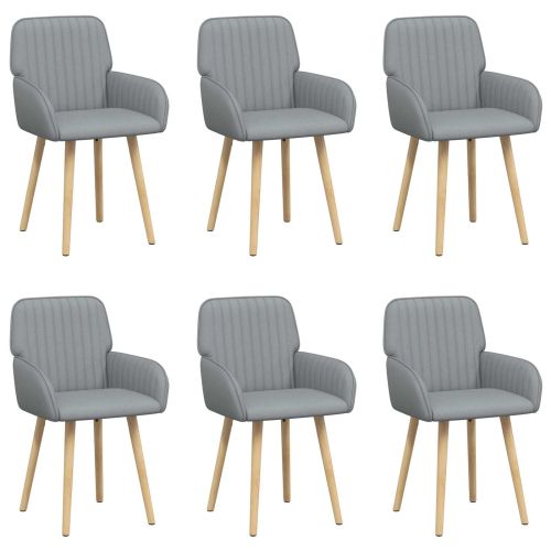 Обедени столове 6 pcs Текстил Светлосиво 56,5 x 50 x 87,5 см