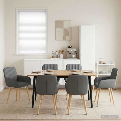 Обедени столове 6 pcs Текстил Тъмносиво 56,5 x 50 x 87,5 см