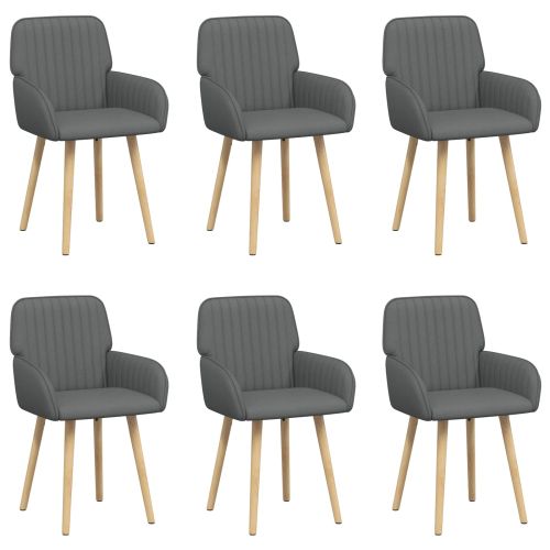 Обедени столове 6 pcs Текстил Тъмносиво 56,5 x 50 x 87,5 см