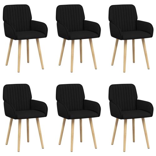 Обедени столове 6 pcs Текстил Черно 56,5 x 50 x 87,5 см
