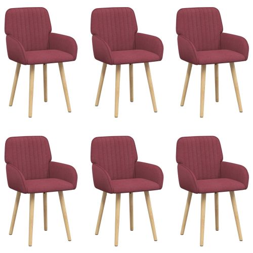 Обедени столове 6 pcs Текстил Виненочервен 56,5 x 50 x 87,5 см