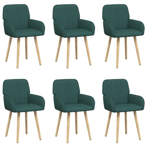 Обедени столове 6 pcs Текстил Тъмнозелено 56,5 x 50 x 87,5 см