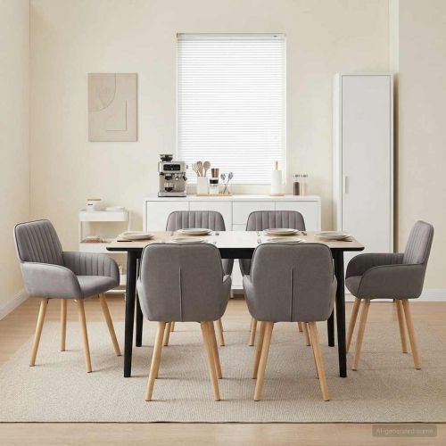 Обедени столове 6 pcs Текстил Таупе 56,5 x 50 x 87,5 см