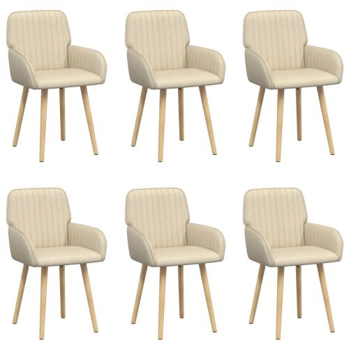 Обедени столове 6 pcs Текстил Кремаво 56,5 x 50 x 87,5 см