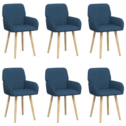 Обедени столове 6 pcs Текстил Синьо 56,5 x 50 x 87,5 см