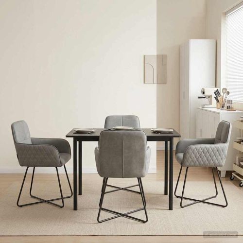 Обедени столове 4 pcs Кадифе Светлосиво 59 x 56,5 x 86 см