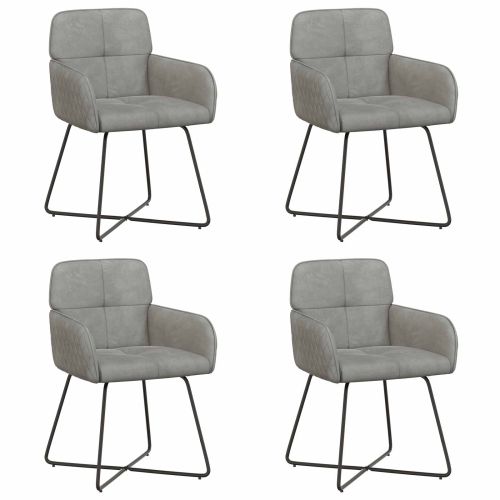 Обедени столове 4 pcs Кадифе Светлосиво 59 x 56,5 x 86 см
