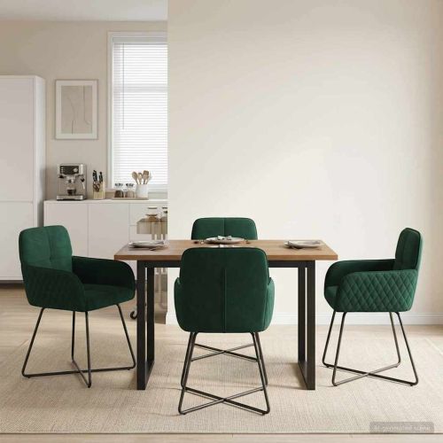Обедени столове 4 pcs Кадифе Тъмнозелено 59 x 56,5 x 86 см