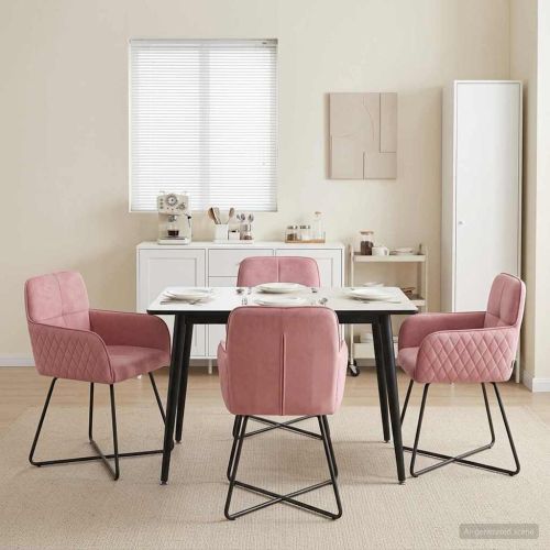 Обедени столове 4 pcs Кадифе Розово 59 x 56,5 x 86 см