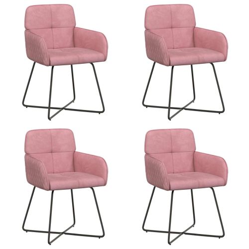 Обедени столове 4 pcs Кадифе Розово 59 x 56,5 x 86 см