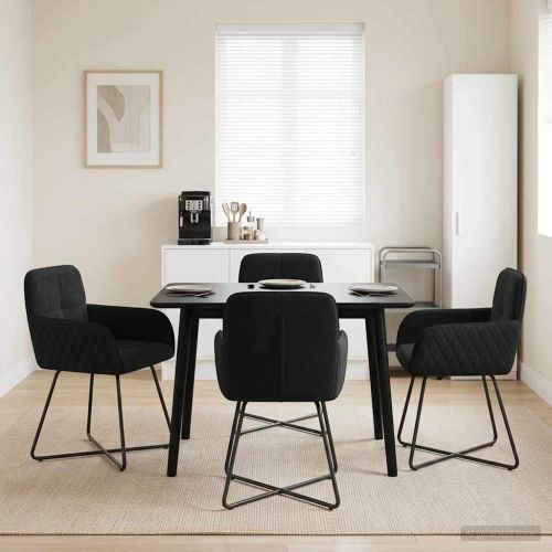 Обедени столове 4 pcs Кадифе Черно 59 x 56,5 x 86 см
