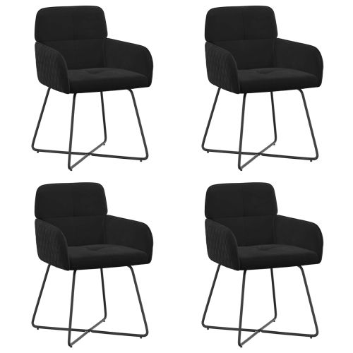 Обедени столове 4 pcs Кадифе Черно 59 x 56,5 x 86 см