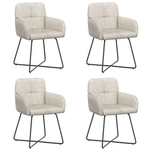 Обедени столове 4 pcs Кадифе Кремаво 59 x 56,5 x 86 см