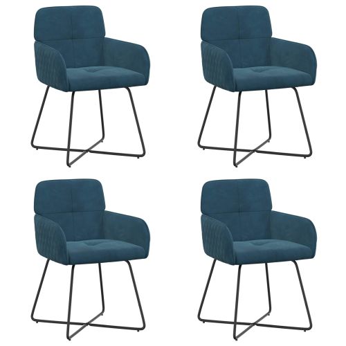 Обедени столове 4 pcs Кадифе Синьо 59 x 56,5 x 86 см