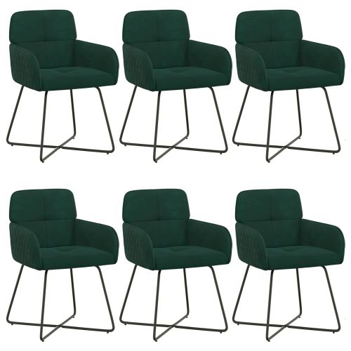 Обедени столове 6 pcs Кадифе Тъмнозелено 59 x 56,5 x 86 см