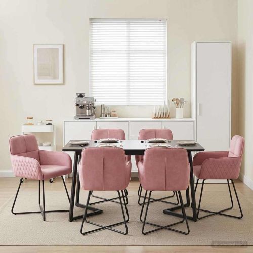 Обедени столове 6 pcs Кадифе Розово 59 x 56,5 x 86 см