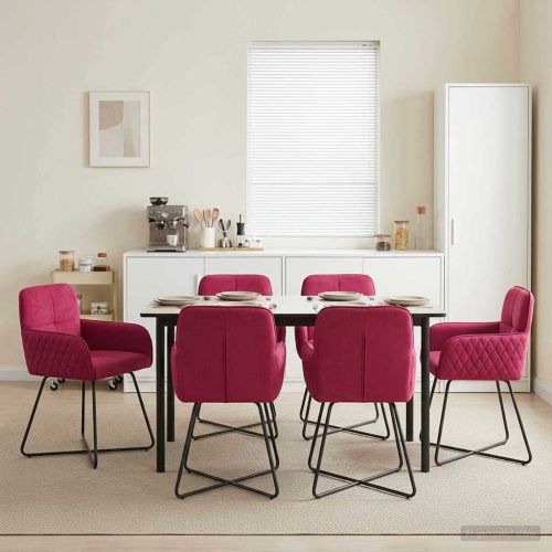 Обедени столове 6 pcs Кадифе Виненочервен 59 x 56,5 x 86 см