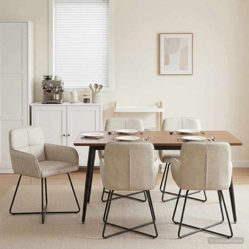 Обедени столове 6 pcs Кадифе Кремаво 59 x 56,5 x 86 см