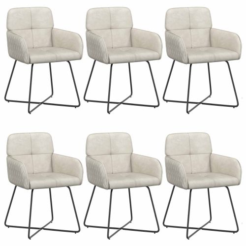 Обедени столове 6 pcs Кадифе Кремаво 59 x 56,5 x 86 см
