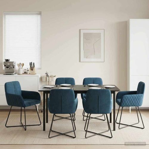 Обедени столове 6 pcs Кадифе Синьо 59 x 56,5 x 86 см
