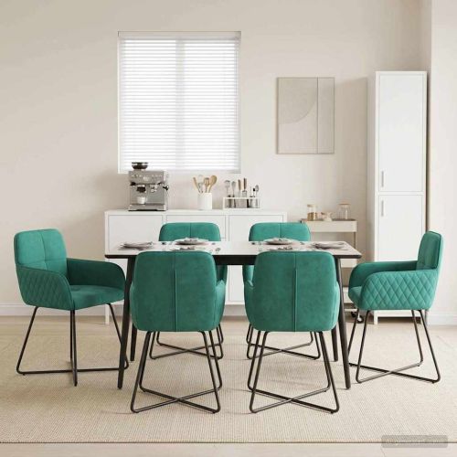 Обедени столове 6 pcs Кадифе Тюркоаз 59 x 56,5 x 86 см