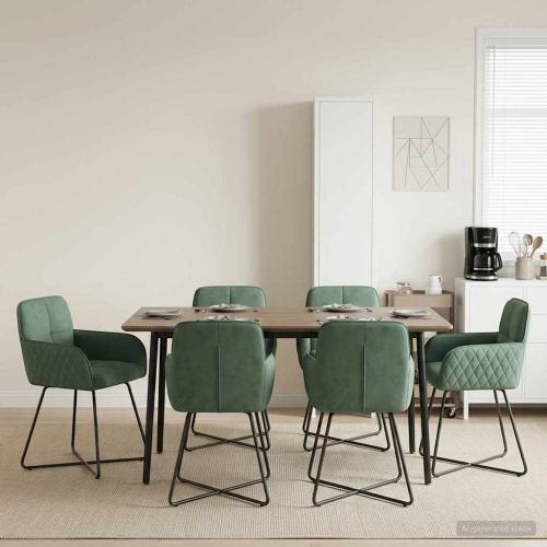 Обедени столове 6 pcs Кадифе Морско зелено 59 x 56,5 x 86 см