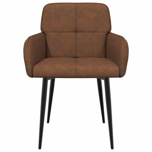 Обедени столове 4 pcs Изкуствена набук Кафяво 59 x 56,5 x 85 см