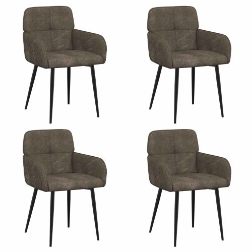 Обедени столове 4 pcs Изкуствена набук Тъмносиво