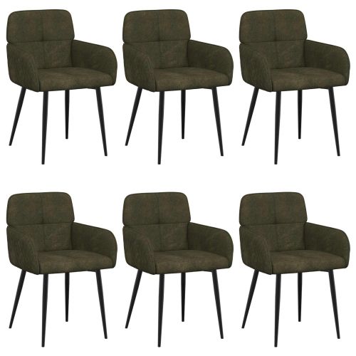 Обедени столове 6 pcs Изкуствена набук Военнозелено