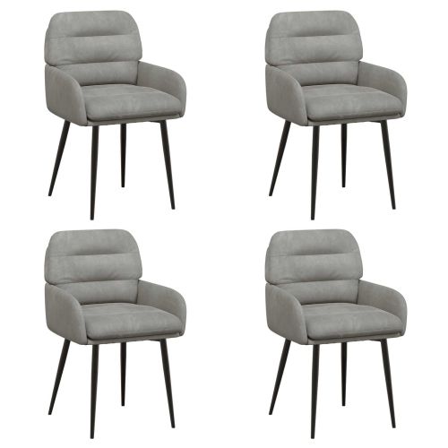 Обедени столове 4 pcs Кадифе Светлосиво 59 x 59,5 x 90 см