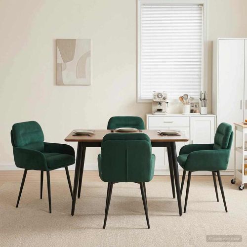 Обедени столове 4 pcs Кадифе Тъмнозелено 59 x 59,5 x 90 см
