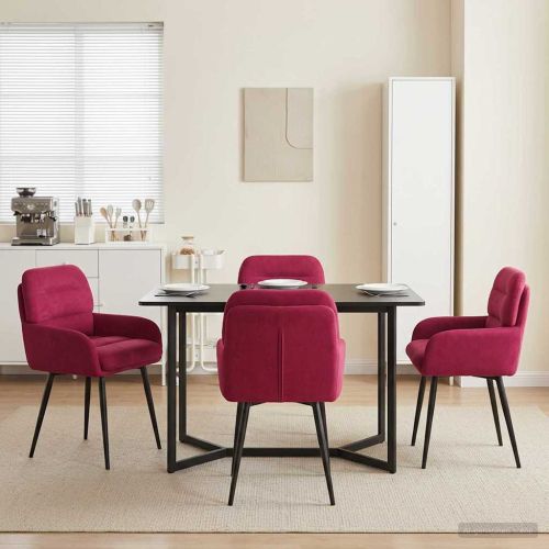 Обедени столове 4 pcs Кадифе Виненочервен 59 x 59,5 x 90 см