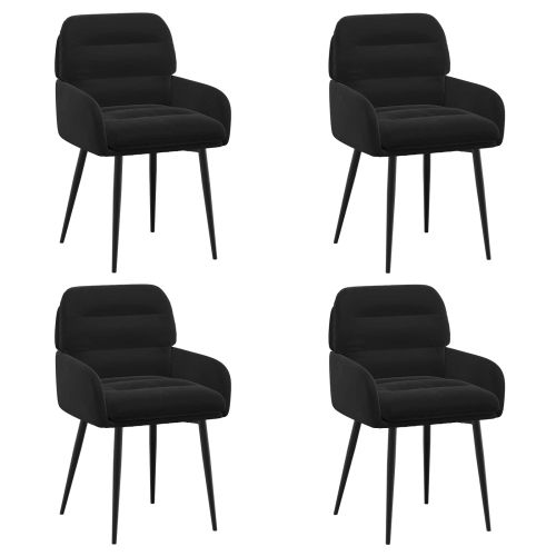 Обедени столове 4 pcs Кадифе Черно 59 x 59,5 x 90 см