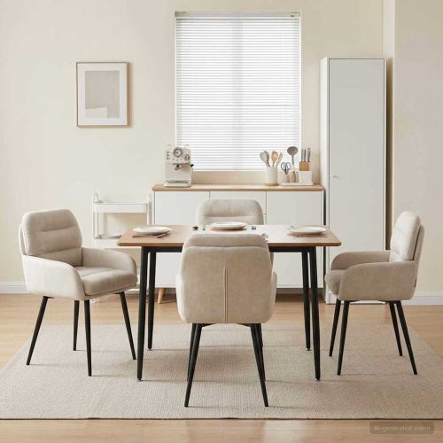 Обедени столове 4 pcs Кадифе Кремаво 59 x 59,5 x 90 см