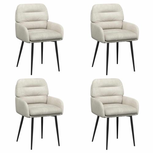 Обедени столове 4 pcs Кадифе Кремаво 59 x 59,5 x 90 см