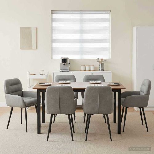 Обедени столове 6 pcs Кадифе Светлосиво 59 x 59,5 x 90 см