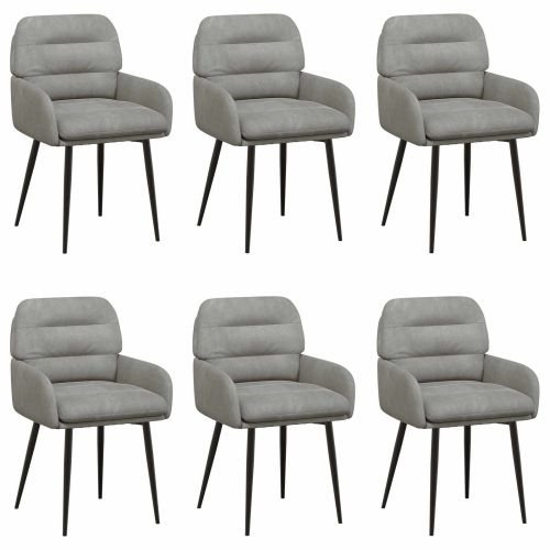 Обедени столове 6 pcs Кадифе Светлосиво 59 x 59,5 x 90 см