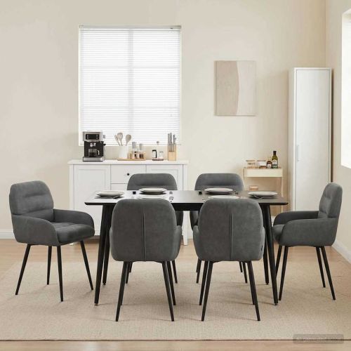 Обедени столове 6 pcs Кадифе Тъмносиво 59 x 59,5 x 90 см