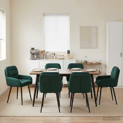 Обедени столове 6 pcs Кадифе Тъмнозелено 59 x 59,5 x 90 см