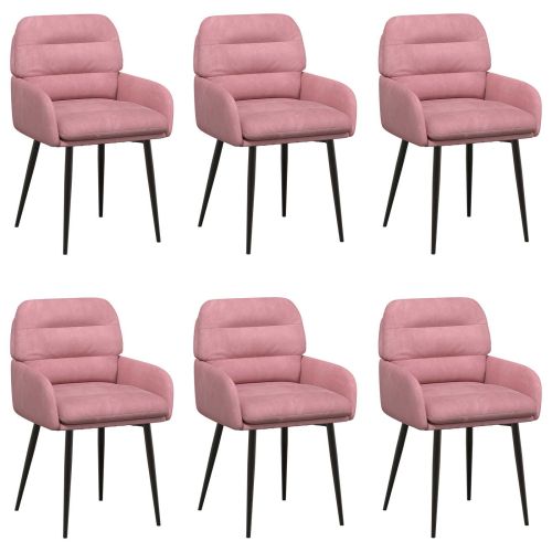 Обедени столове 6 pcs Кадифе Розово 59 x 59,5 x 90 см