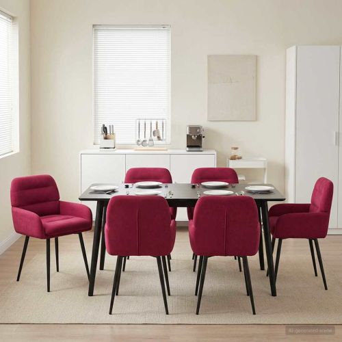 Обедени столове 6 pcs Кадифе Виненочервен 59 x 59,5 x 90 см
