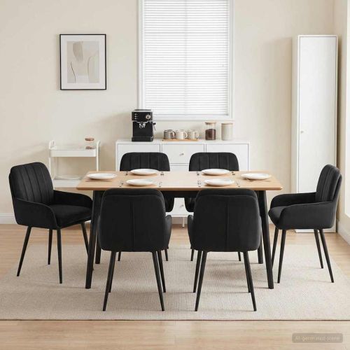 Обедени столове 6 pcs Кадифе Черно 59 x 59,5 x 90 см