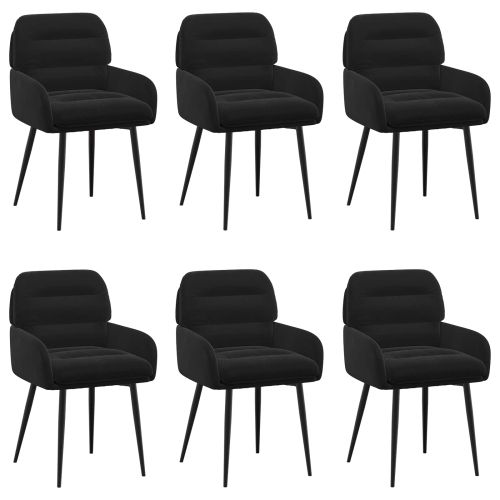 Обедени столове 6 pcs Кадифе Черно 59 x 59,5 x 90 см