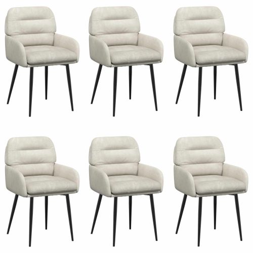 Обедени столове 6 pcs Кадифе Кремаво 59 x 59,5 x 90 см