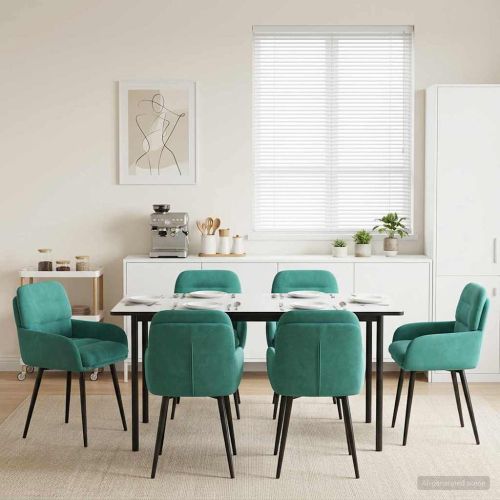 Обедени столове 6 pcs Кадифе Тюркоаз 59 x 59,5 x 90 см